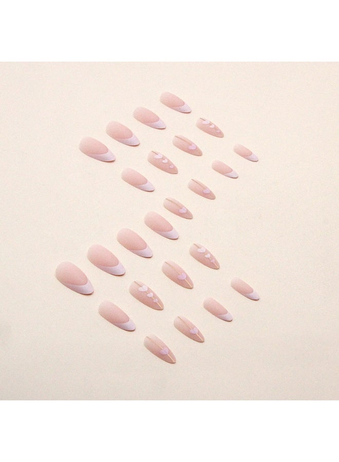 Goolsky Premium French Heart & Gold Accent Press-on Nails for Romantic Elegance - Image 5