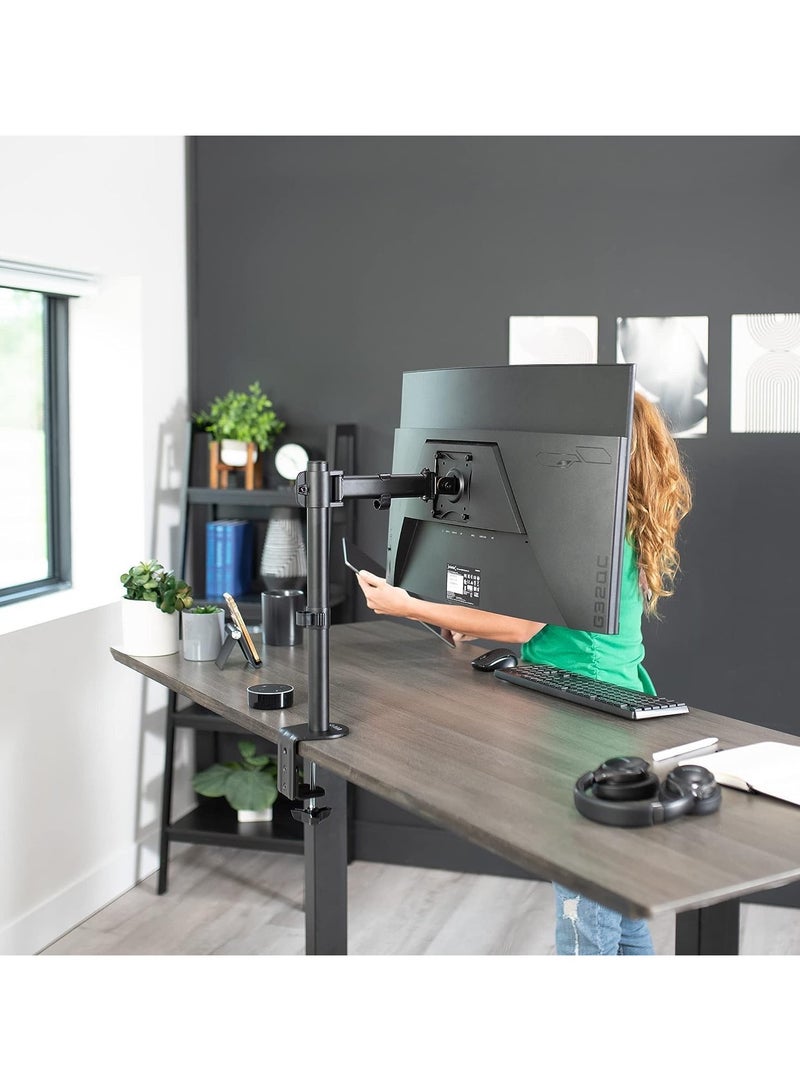 نيوستار حامل شاشة مكتبي فردي من نيوستار، ذراع متحرك قابل للتعديل لشاشات 13-27 بوصة، VESA 75x75 و100x100، حركة كاملة مع إمالة ودوران، قاعدة تثبيت موفرة للمساحة، أسود - Image 2