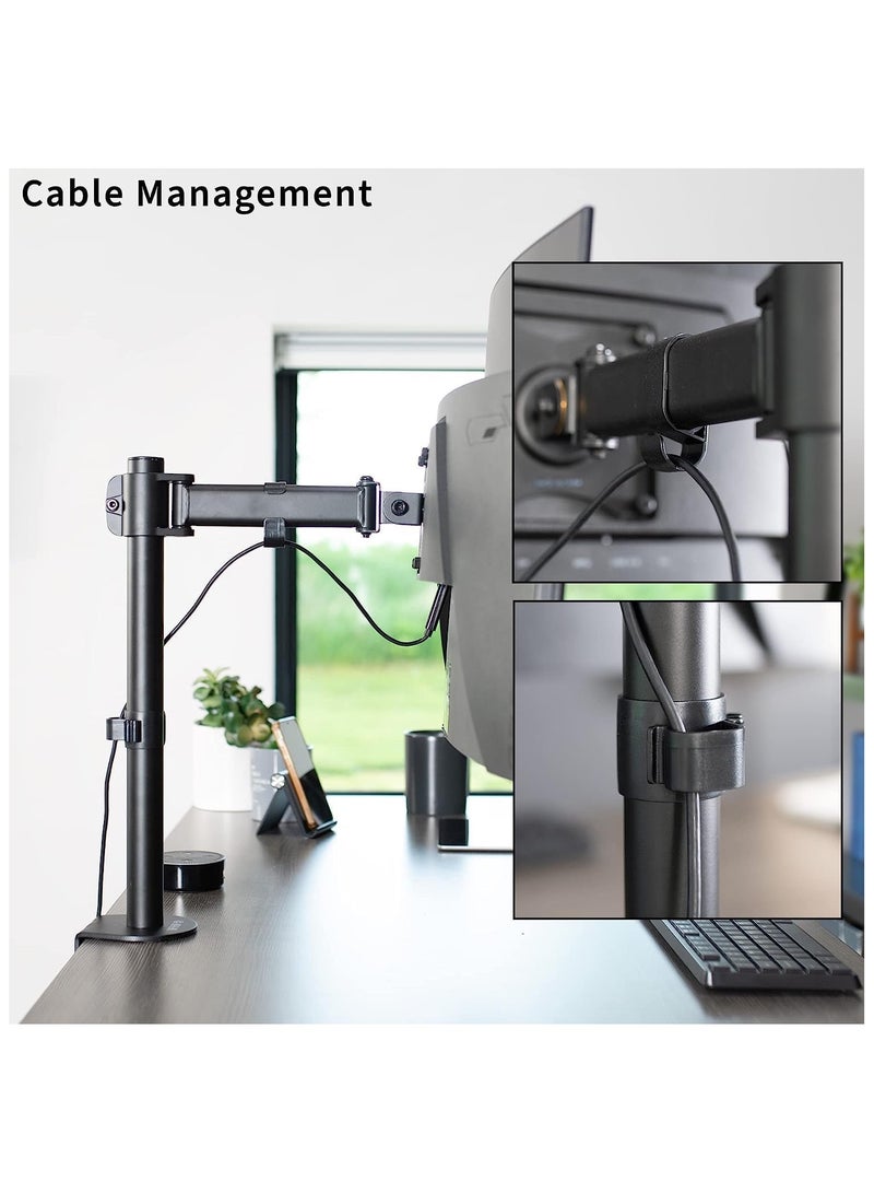 نيوستار حامل شاشة مكتبي فردي من نيوستار، ذراع متحرك قابل للتعديل لشاشات 13-27 بوصة، VESA 75x75 و100x100، حركة كاملة مع إمالة ودوران، قاعدة تثبيت موفرة للمساحة، أسود - Image 3
