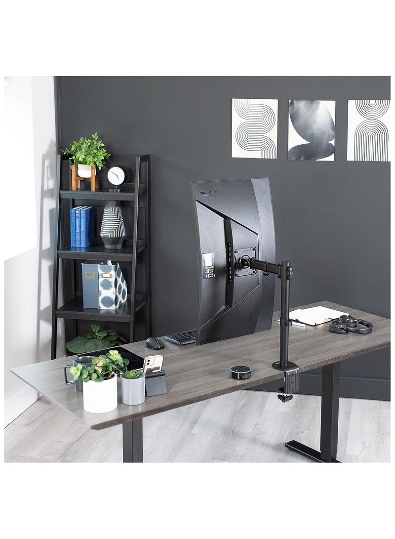 نيوستار حامل شاشة مكتبي فردي من نيوستار، ذراع متحرك قابل للتعديل لشاشات 13-27 بوصة، VESA 75x75 و100x100، حركة كاملة مع إمالة ودوران، قاعدة تثبيت موفرة للمساحة، أسود - Image 4