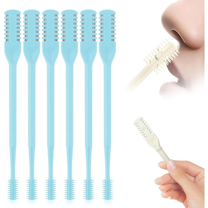 Fauppt Nasal Hair Cutter for Women Men,2025 Upgraded Manual 360° Rotating Nostril Hair Removal Tool Double Sided Nose Hair Blade,Nose Hair Trimmer with Ear Picker for Travel Essentials (Blue, 6 packs) - Image 1