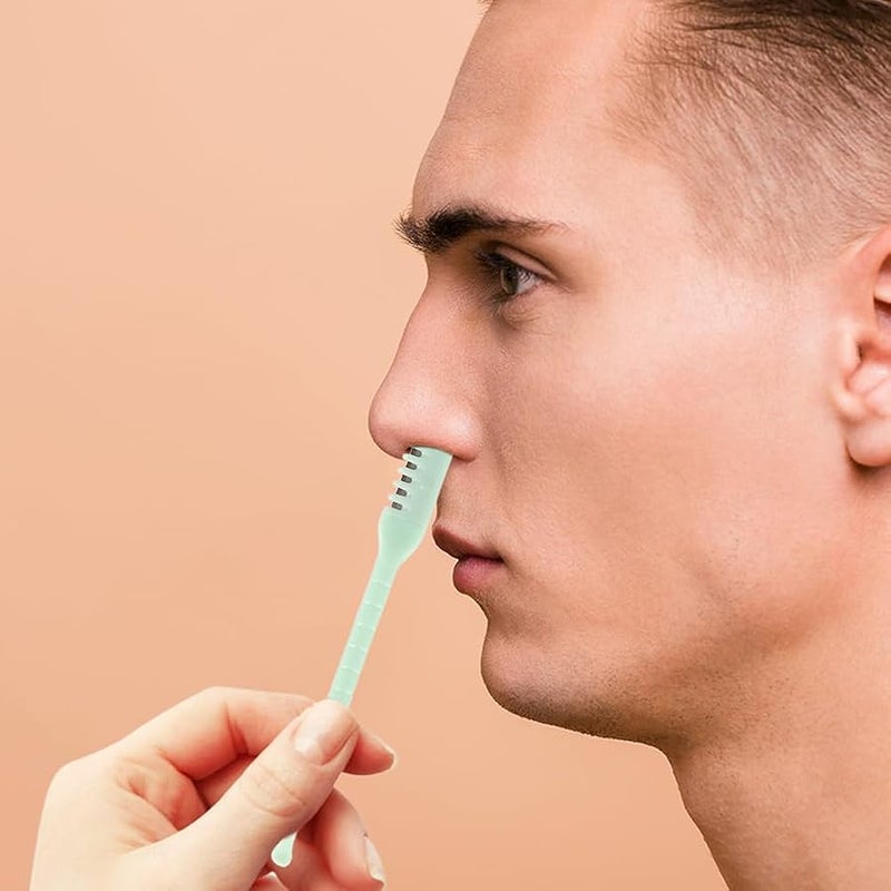 Fauppt Nasal Hair Cutter for Women Men,2025 Upgraded Manual 360° Rotating Nostril Hair Removal Tool Double Sided Nose Hair Blade,Nose Hair Trimmer with Ear Picker for Travel Essentials (Blue, 6 packs) - Image 4
