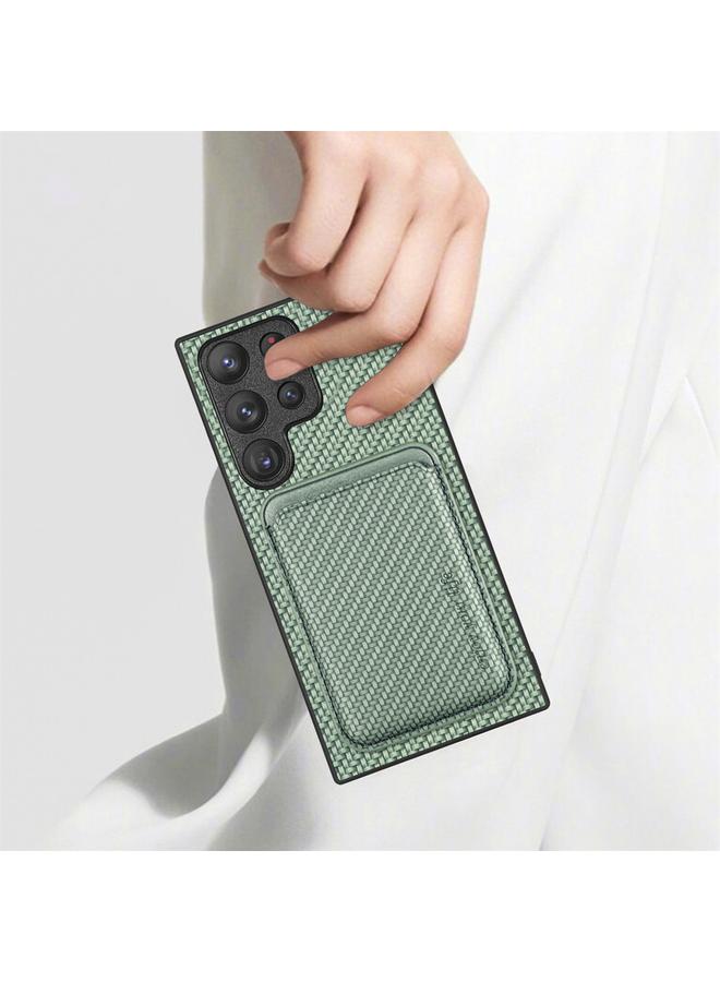 اس-توب جراب لهاتف Samsung Galaxy S23 Ultra 5G مصنوع من ألياف الكربون والجلد مع بطاقة Magsafe - Image 5