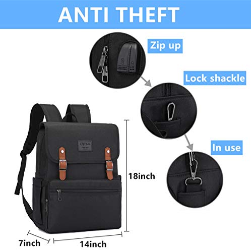 HFSX Laptop Backpack Men Women Vintage Backpack Bookbag College Backpacks Stylish Backpack Black Fits 15.6 Inch Laptop - Image 5