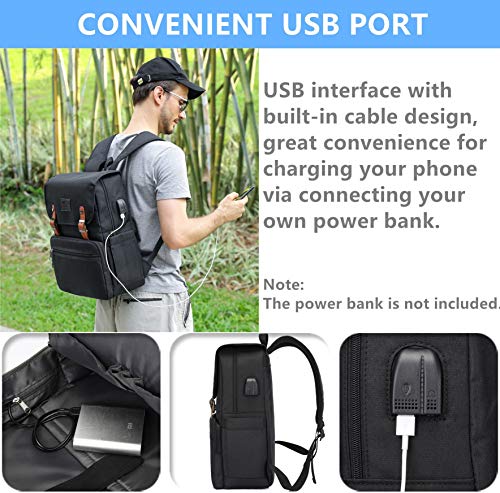 HFSX Laptop Backpack Men Women Vintage Backpack Bookbag College Backpacks Stylish Backpack Black Fits 15.6 Inch Laptop - Image 3