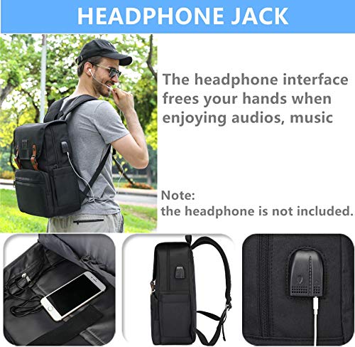 HFSX Laptop Backpack Men Women Vintage Backpack Bookbag College Backpacks Stylish Backpack Black Fits 15.6 Inch Laptop - Image 4