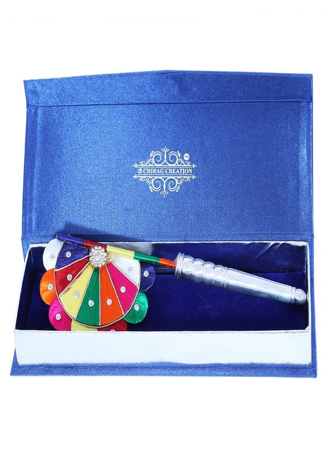 om chirag creation Pure Silver Puja Fan, God’s pankhi/pankha, Hand Fan for Krishna, Thakurji, Balgopal, Laddu Gopal, Deities in Home Temple, Prayer Room - 90%-92.5% Pure - Image 4