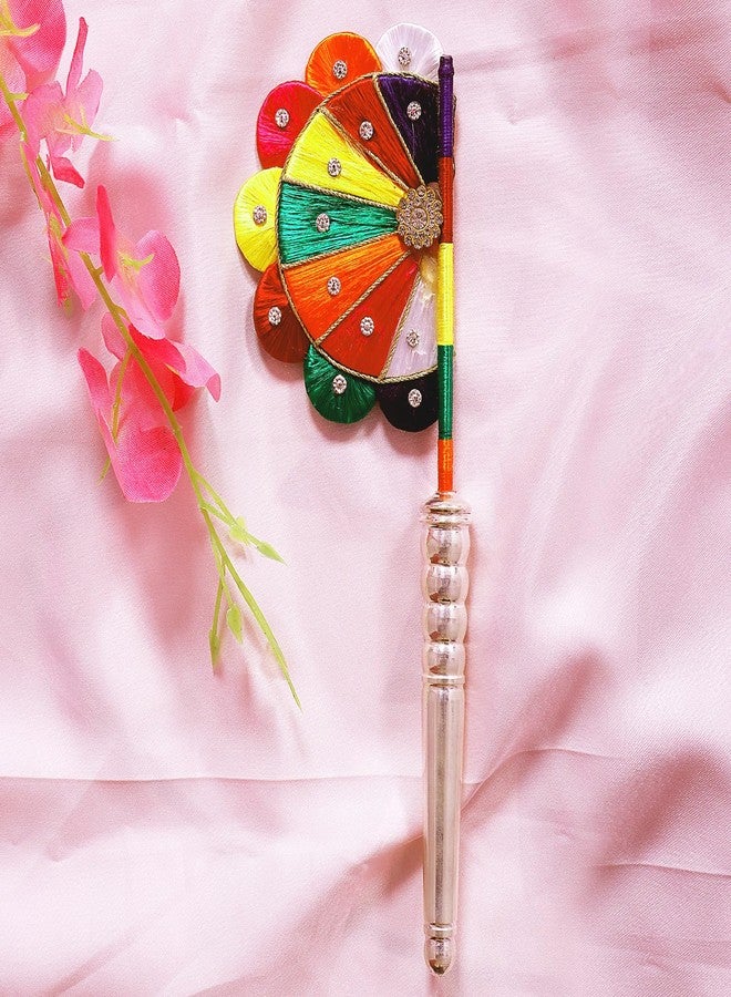 om chirag creation Pure Silver Puja Fan, God’s pankhi/pankha, Hand Fan for Krishna, Thakurji, Balgopal, Laddu Gopal, Deities in Home Temple, Prayer Room - 90%-92.5% Pure - Image 2