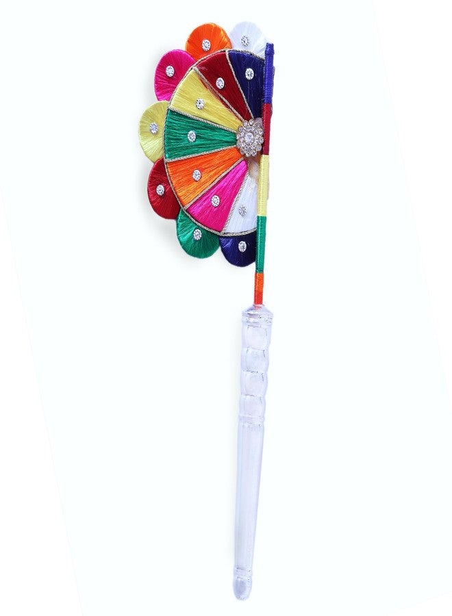 om chirag creation Pure Silver Puja Fan, God’s pankhi/pankha, Hand Fan for Krishna, Thakurji, Balgopal, Laddu Gopal, Deities in Home Temple, Prayer Room - 90%-92.5% Pure - Image 1