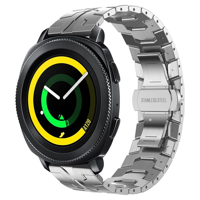 إيروريكس سوار ساعة سامسونج جالاكسي جير سبورت أرمور من الفولاذ المقاوم للصدأ والمعدن (فضي) - Image 1