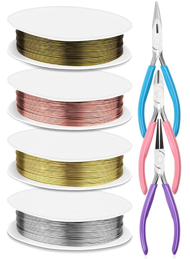anezus 7 Pcs Jewelry Pliers and Jewelry Beading Wire Tools Set Includes Needle Nose Pliers, Round Nose Pliers, Wire Cutters and Craft Wire for Jewelry Repair Making Supplies - Image 1