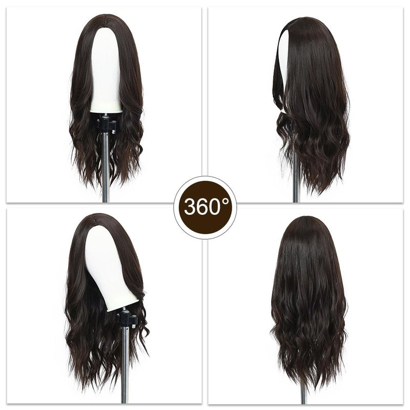 Esmee Long Wavy Dark Brown Wigs for Women Natural Synthetic Hair Heat Resistant Wigs for Daily Party Cosplay Wear-24 Inches - Image 5