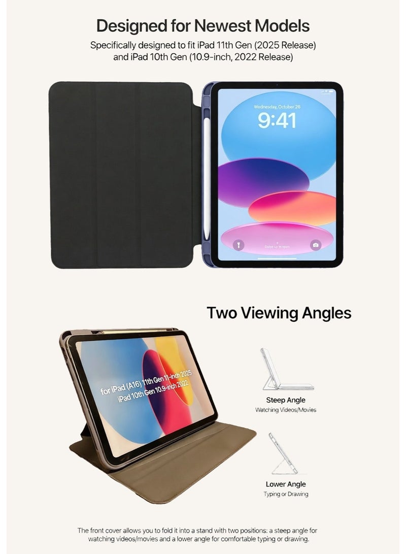 Cute Rabbit & Floral Case for iPad 11th Gen (2025) / 10th Gen (2022) 10.9 Inch - Kawaii Pink Bunny Smart Cover with Transparent Frosted Back, Shockproof Protective Shell for Girls - Image 3