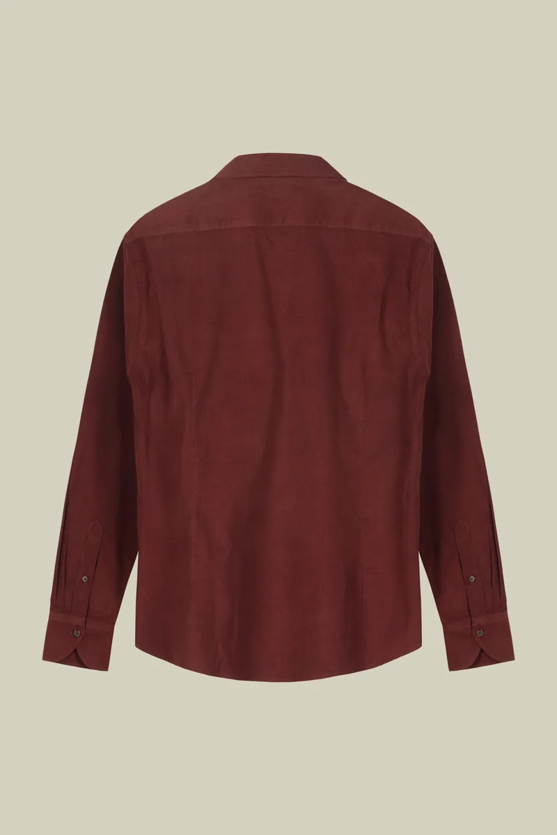 Doppelganger Red Men's casual shirt in 100% cotton 1000 Stripe velvet fabric plain colour - Bordeaux for Men | Best Price UAE