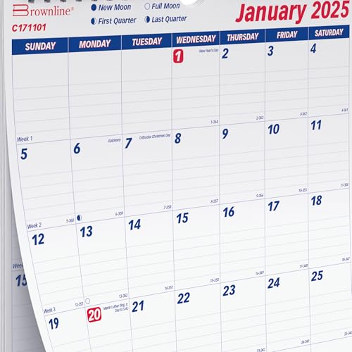 Brownline® 2025 Monthly Wall Calendar, 12 Months, January to December, Twin-Wire Binding, 8" x 11" (C171101-25) - Image 4