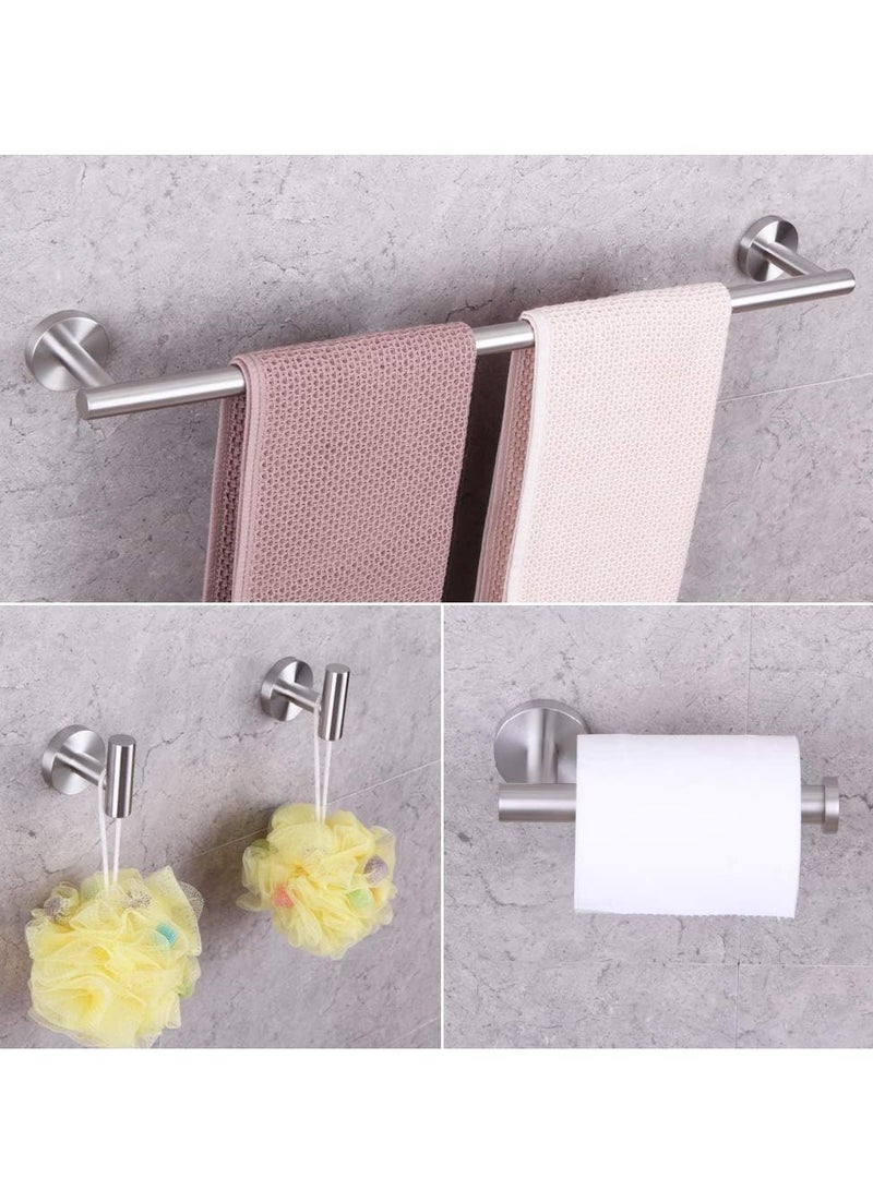 MIXDE Modern 4-Piece Bathroom Hardware Set 24-Inch Towel Bar Toilet Paper Holder and 2X Towel Hook Wall Mounted Brushed SUS 304 Stainless Steel - Image 2