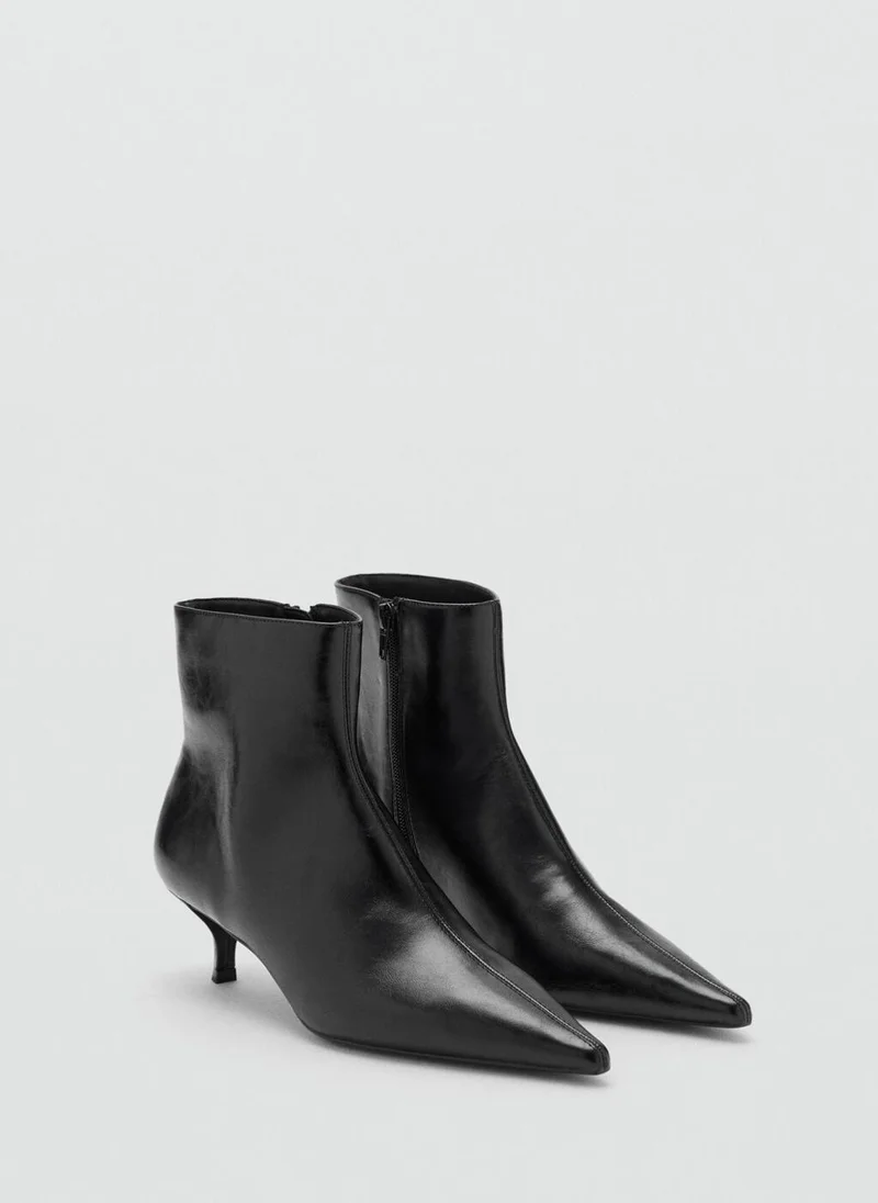 MANGO Kitten-heel pointed-toe ankle boots