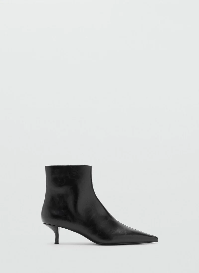 MANGO Kitten-heel pointed-toe ankle boots