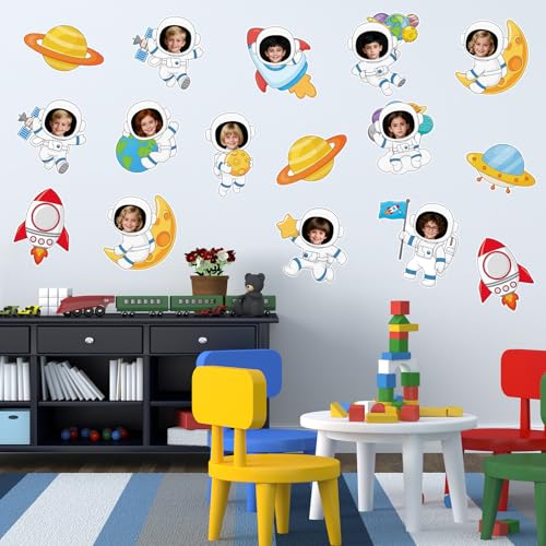 Machomby 48Pcs Outer Space Cutouts, Colorful Rocket Planet Astronaut Cutouts DIY Photo Craft Bulletin Board Decorations for Outer Space Party Home School Classroom Chalkboard Wall Decor - Image 3