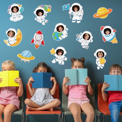 Machomby 48Pcs Outer Space Cutouts, Colorful Rocket Planet Astronaut Cutouts DIY Photo Craft Bulletin Board Decorations for Outer Space Party Home School Classroom Chalkboard Wall Decor - Image 4