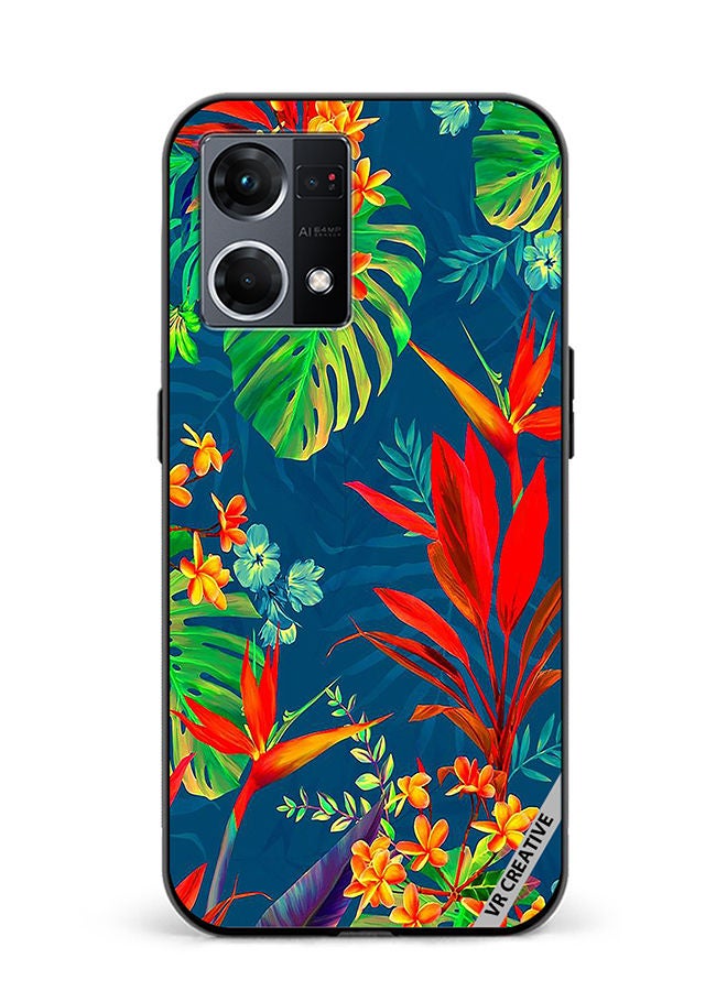 VR CREATIVE Protective Case Cover For Oppo Reno8 4G Flower Design Multicolour - Image 1