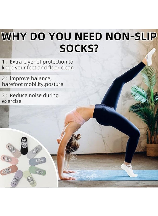4 Pairs Yoga Grip Socks for Women, Pilates Anti Slip Socks, Non Slip Socks for Pilates, Yoga, Ballet, Dance, Black, Grey, White, Pink - Image 4