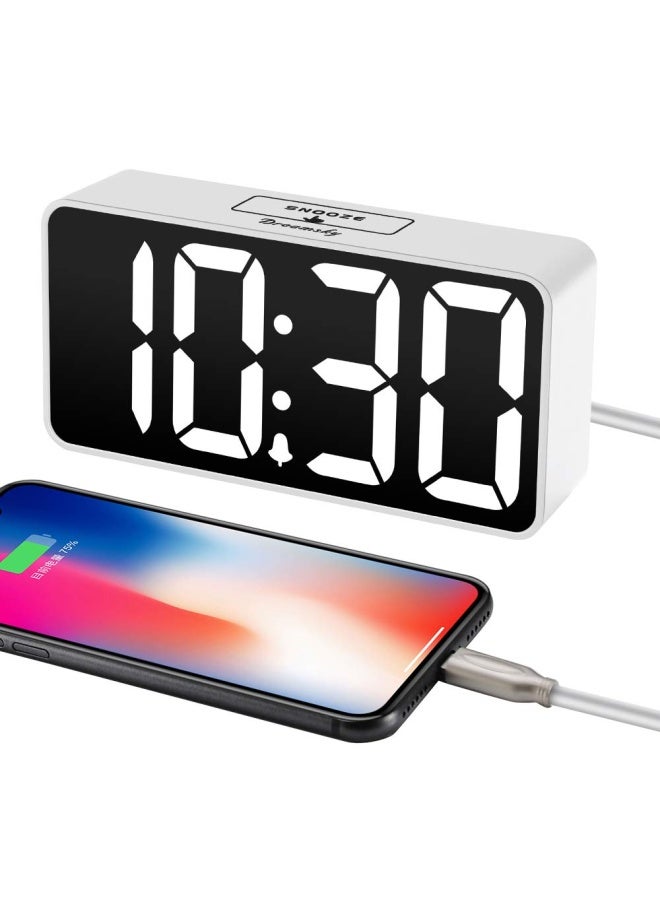 DreamSky Small Digital Alarm Clock For Bedroom Large Big Numbers Display With Brightness Dimmer Electric Bedside Desk Clock With Usb Charging Port Adjustable Alarm Volume 12 24Hr Snooze - Image 4