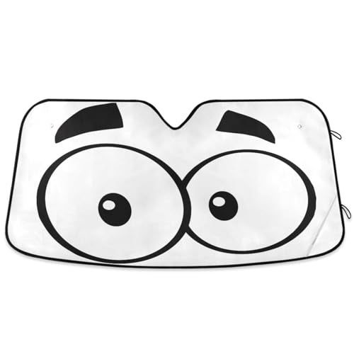 Oarencol Cute Cartoon Eyes Car Windshield Sun Shade Foldable UV Ray Sun Visor Protector Sunshade to Keep Your Vehicle Cool (55" x 27.6") - Image 1