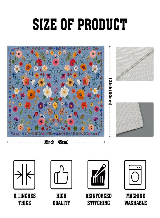 Giwawa Blue Flowers Linen Placemats Set Spring Floral Table Mat for Women Kitchen Dining Decoration - Image 4