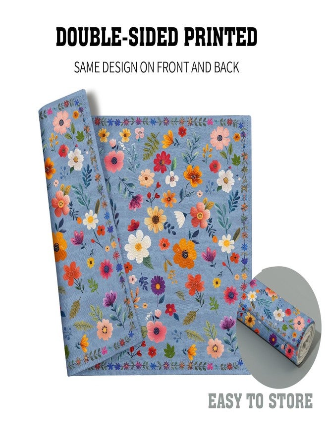 Giwawa Blue Flowers Linen Placemats Set Spring Floral Table Mat for Women Kitchen Dining Decoration - Image 5