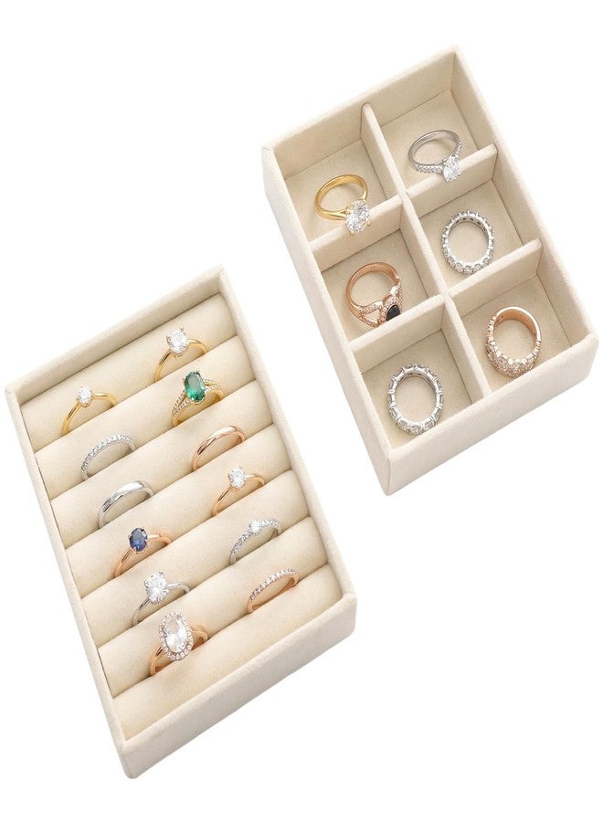 Sdfvsdg Small Jewelry Tray Set Velvet Ring Organizer Mini Jewelry Drawer Organizer Stackable Jewelrys Organizers Earrings Display Tray Storage Insert Holder for Box Drawer Dresser - Image 1
