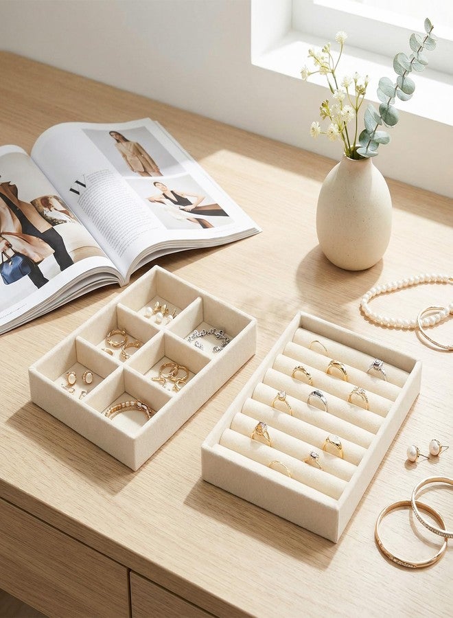Sdfvsdg Small Jewelry Tray Set Velvet Ring Organizer Mini Jewelry Drawer Organizer Stackable Jewelrys Organizers Earrings Display Tray Storage Insert Holder for Box Drawer Dresser - Image 5