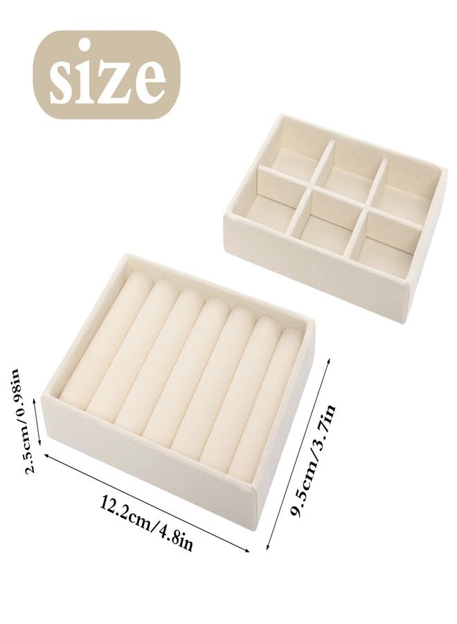 Sdfvsdg Small Jewelry Tray Set Velvet Ring Organizer Mini Jewelry Drawer Organizer Stackable Jewelrys Organizers Earrings Display Tray Storage Insert Holder for Box Drawer Dresser - Image 2