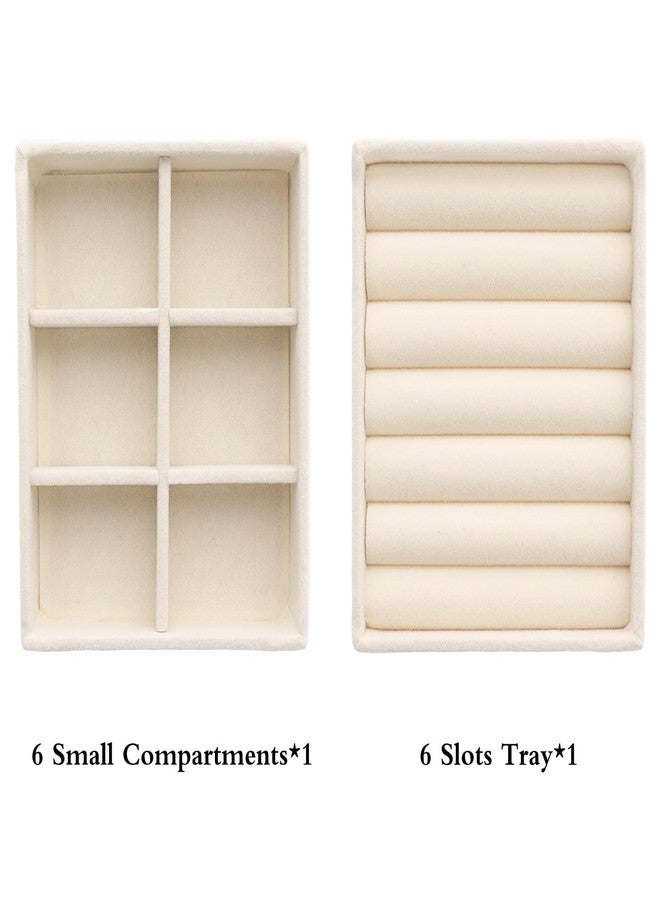 Sdfvsdg Small Jewelry Tray Set Velvet Ring Organizer Mini Jewelry Drawer Organizer Stackable Jewelrys Organizers Earrings Display Tray Storage Insert Holder for Box Drawer Dresser - Image 3