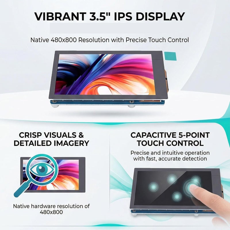 3.5 Inch DSI LCD Display, Capacitive Touch Screen 480x800 Resolution with 5 Point Touch and Tempered Glass, Fit for CM5 4B CM4 3B + 3A + 3B CM3 CM3 + 2B B - Image 5