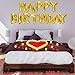 Charnoel Red and Gold Happy Birthday Balloons Decorations Happy Birthday Letter Balloons Banner with 24pcs Flameless LED Candles and 2000pcs Artificial Rose Petals for Women Men Room Party Decorr - Image 2
