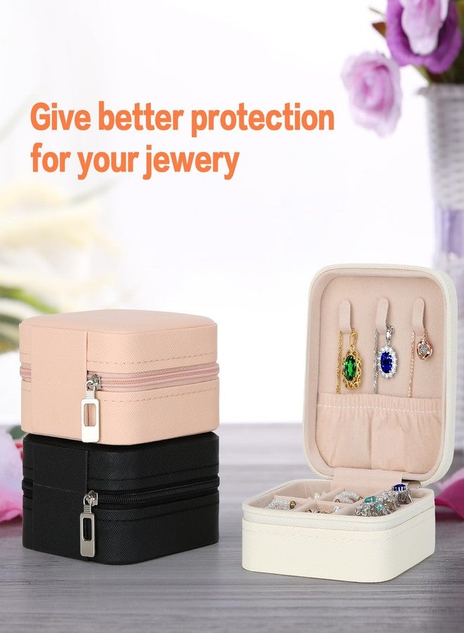 LETURE 3 Pieces Small Jewelry Box Organizer for Women Travel, Portable Mini Travel Jewelry Organizer Display Storage Box For Rings Earrings Necklaces Gifts (BLACK+PINK+WHITE) - Image 2