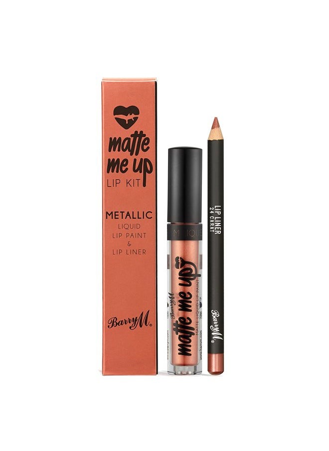 Barry M Ultra-Long Wearing, Non-drying, Matte Me Up - Metallic Lip Paint and Lip Liner - 24 Karat  - Image 1