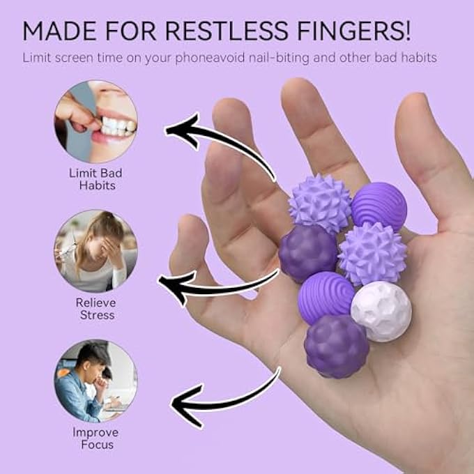 Ahorasky Fidget Toys - 8Pcs Magnetic Attraction Stress Balls with Silicone Shell and Storage Box for Adults - to Calm Restless Hands and Anxious Mind, Silicone Roller Magnet Balls Sensory AdultsPurple - Image 2