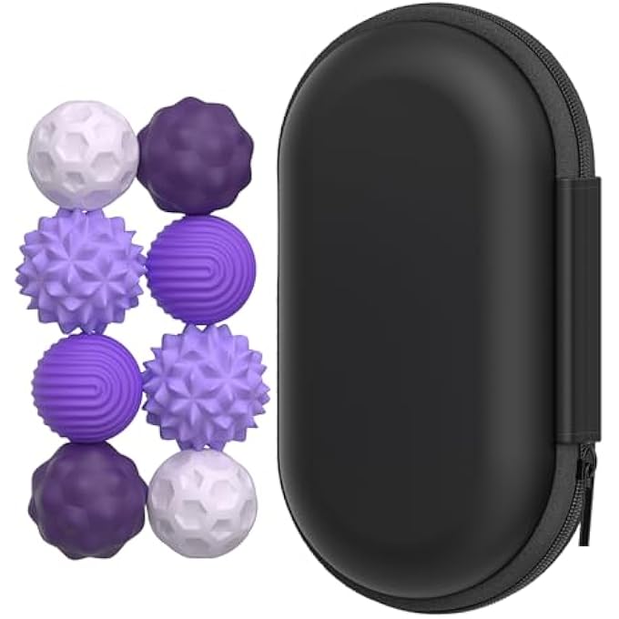 Ahorasky Fidget Toys - 8Pcs Magnetic Attraction Stress Balls with Silicone Shell and Storage Box for Adults - to Calm Restless Hands and Anxious Mind, Silicone Roller Magnet Balls Sensory AdultsPurple - Image 1