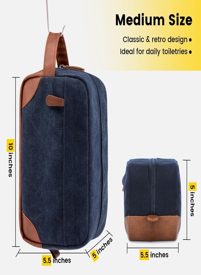 Vorspack Toiletry Bag Hanging Dopp Kit for Men Water Resistant Canvas Shaving Bag with Large Capacity for Travel - Navy Blue - Image 2