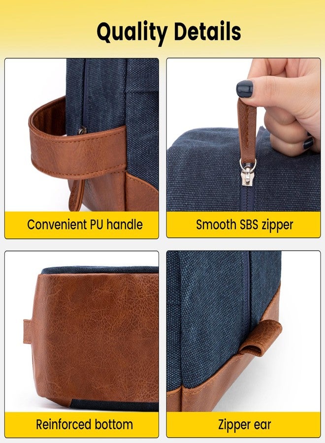 Vorspack Toiletry Bag Hanging Dopp Kit for Men Water Resistant Canvas Shaving Bag with Large Capacity for Travel - Navy Blue - Image 3