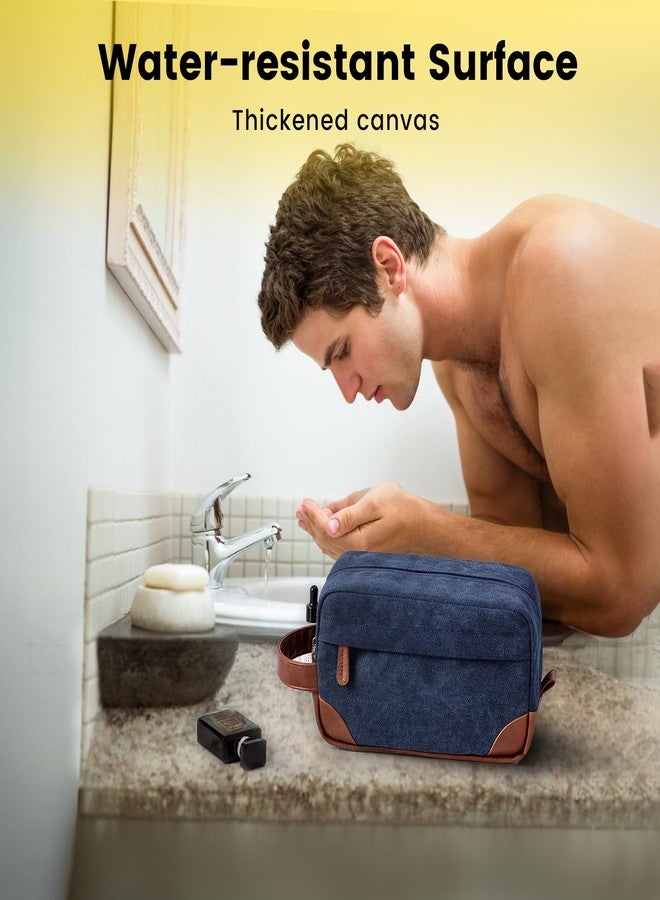 Vorspack Toiletry Bag Hanging Dopp Kit for Men Water Resistant Canvas Shaving Bag with Large Capacity for Travel - Navy Blue - Image 5