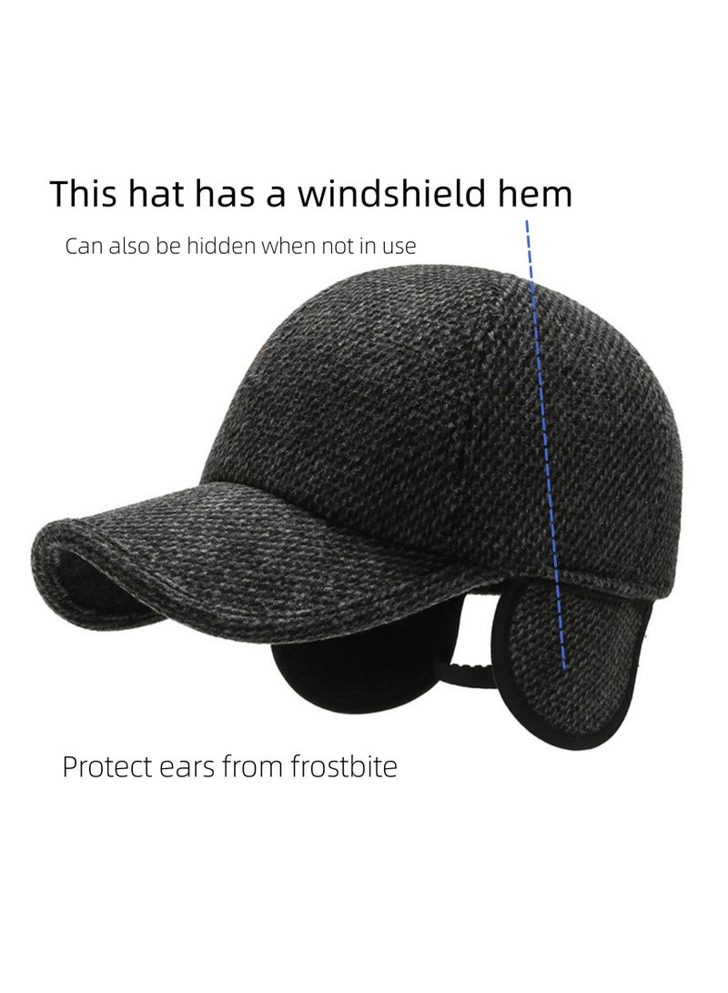 NOVOLAN Baseball Hat Men's Winter Baseball Cap Middle-Aged and Elderly Outdoor Thickening Warm Ear Protection Windproof Cap Sports Wild Peaked Cap Trucker Hat Dad Hat Cap Adjustable (grey) - Image 3