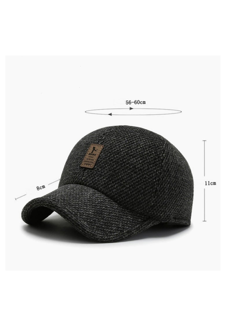 NOVOLAN Baseball Hat Men's Winter Baseball Cap Middle-Aged and Elderly Outdoor Thickening Warm Ear Protection Windproof Cap Sports Wild Peaked Cap Trucker Hat Dad Hat Cap Adjustable (grey) - Image 2