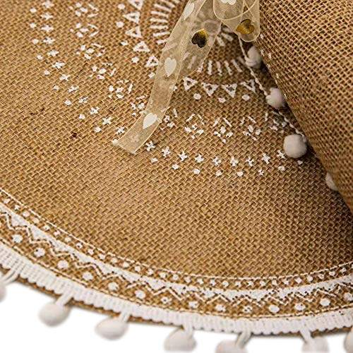 CAPASIN Placemats, Dining Winter Modern Dinner Braided Beige and Fall Circle Placemats Boho Runner Kitchen Round Table Plate Mats Set of 4 (White Ball) - Image 4