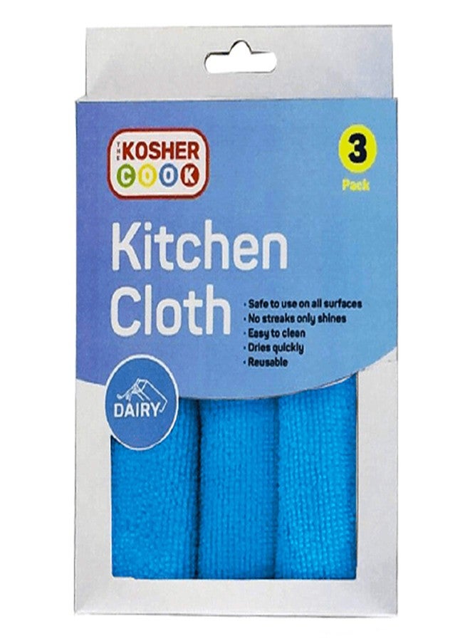 The Kosher Cook Dairy Blue Microfiber Dish Cloths, 3 Pack - Quick Drying, Highly Absorbent Rags for Cleaning and Drying Counters, Dishes and More - Color Coded Home and Kitchen Accessories by The Kosher Cook - Image 1