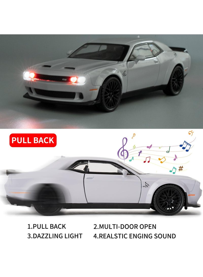 CMGTYYD. سيارة دودج تشالنجر هيلكات لعبة هيلكات بمقياس 1: 32، نموذج سيارة واقعية مصبوب هيلكات مصبوب قابل للسحب للخلف مع صوت وضوء سيارة معدنية مصبوبة بالقالب سيارة عضلات ديكاست ديكور مكتب - Image 2