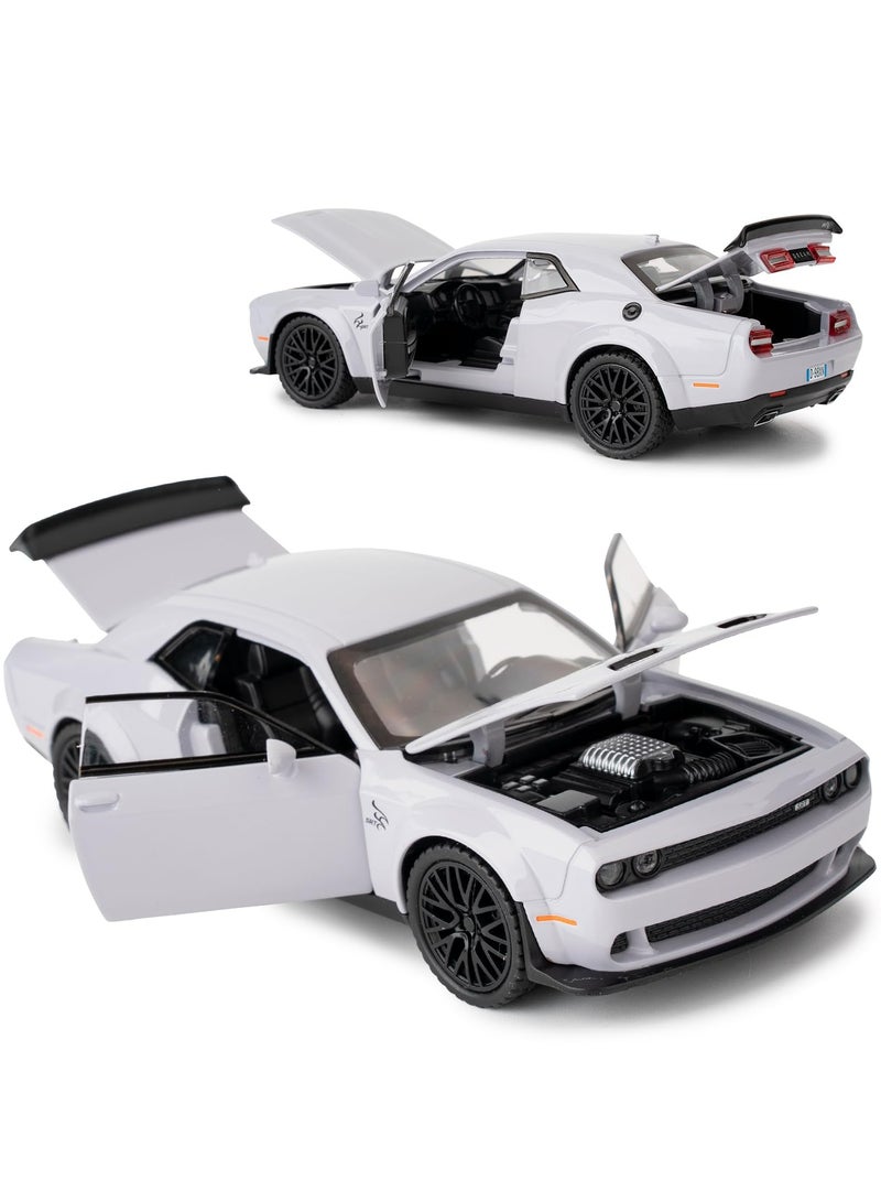 CMGTYYD. سيارة دودج تشالنجر هيلكات لعبة هيلكات بمقياس 1: 32، نموذج سيارة واقعية مصبوب هيلكات مصبوب قابل للسحب للخلف مع صوت وضوء سيارة معدنية مصبوبة بالقالب سيارة عضلات ديكاست ديكور مكتب - Image 4