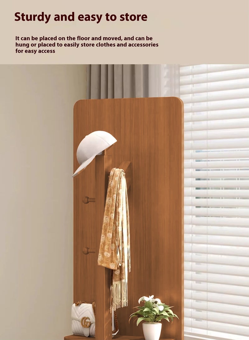 تايمي مرآة طويلة 166x56سم - مرآة دوارة مزودة بعلاقة ملابس خلفية ورفوف تخزين - مرآة خشبية بتصميم انيق وديكور عصري مناسبة لغرف اللبس وغرف النوم وبجانب الباب - Image 5